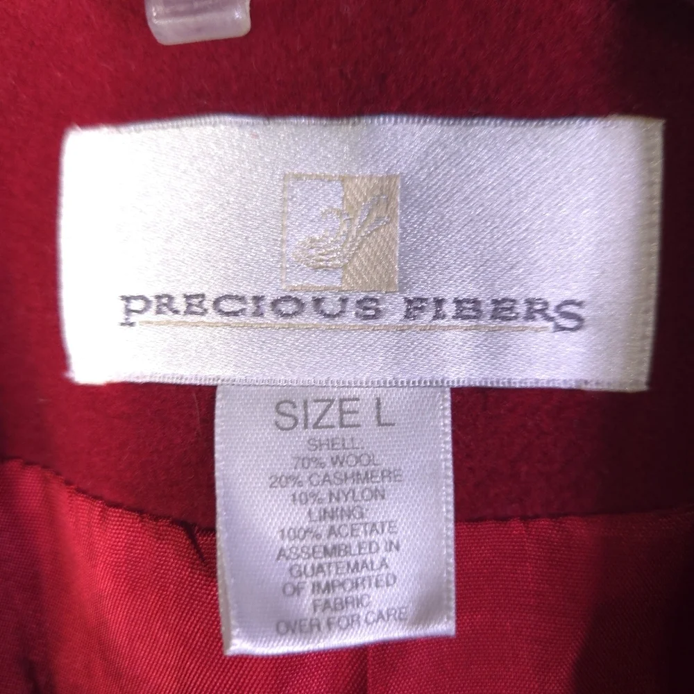 Precious Fibers Wool Cashmere Blend Blazer Red Size Large Festive‎ Old Money